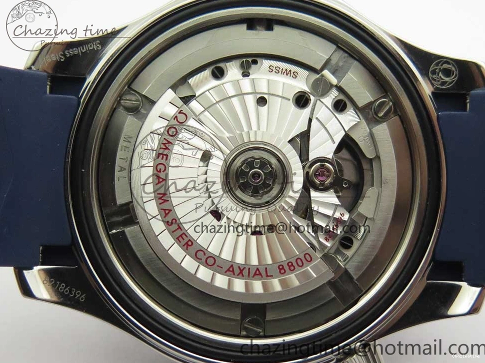 0406 StreetReady 2018 Seamaster Diver 300M VSF 1:1 Best Edition Blue Ceramic Gray Dial on Blue Rubber Strap A8800 V2 (Black Balance Wheel) 7963